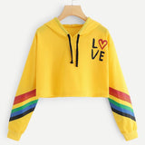 Rainbow striped hooded sweater sweater T-shirt women