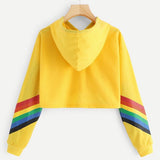 Rainbow striped hooded sweater sweater T-shirt women