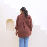 Chic Oversized Brown Linen Shirt