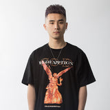 Hip Hop T Shirt Men Streetwear Harajuku Washed Tshirt Reddemption Angel Summer Short Sleeve T-Shirt Cotton Fashion Tops Tee