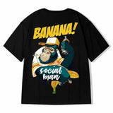 Hip Hop mens cotton T-shirt fashion loose men BF student banana print short-sleeved tees cool man wear Round neck tshirt