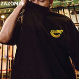 Hip Hop mens cotton T-shirt fashion loose men BF student banana print short-sleeved tees cool man wear Round neck tshirt