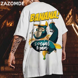 Hip Hop mens cotton T-shirt fashion loose men BF student banana print short-sleeved tees cool man wear Round neck tshirt