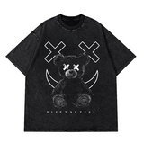 Bear Print T-Shirt Men 100% Cotton Harajuku Loose Casual Short Sleeve Tee