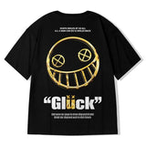 Cotton T-Shirts Men  Smiley Printed Short Sleeve Tshirts Summer Hip Hop Casual Cotton Tops Tees Streetwear