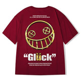 Cotton T-Shirts Men  Smiley Printed Short Sleeve Tshirts Summer Hip Hop Casual Cotton Tops Tees Streetwear
