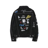 Hip Hop Fashion Printed Jeans Jacket Men  Autumn Winter Streetwear Denim Jackets Coats Cowboy Jacket Jaqueta masculina
