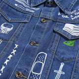 Hip Hop Fashion Printed Jeans Jacket Men  Autumn Winter Streetwear Denim Jackets Coats Cowboy Jacket Jaqueta masculina