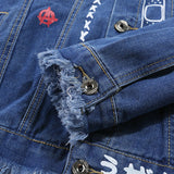 Hip Hop Fashion Printed Jeans Jacket Men  Autumn Winter Streetwear Denim Jackets Coats Cowboy Jacket Jaqueta masculina