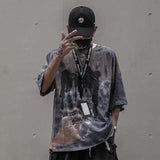 Tie Dye Print T Shirt Men Vintage Casual Cotton Tshirt Male Harajuku Streetwear Short Sleeve Shirts Hip Hop