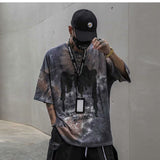 Tie Dye Print T Shirt Men Vintage Casual Cotton Tshirt Male Harajuku Streetwear Short Sleeve Shirts Hip Hop