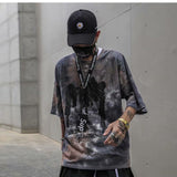 Tie Dye Print T Shirt Men Vintage Casual Cotton Tshirt Male Harajuku Streetwear Short Sleeve Shirts Hip Hop