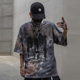 Tie Dye Print T Shirt Men Vintage Casual Cotton Tshirt Male Harajuku Streetwear Short Sleeve Shirts Hip Hop