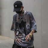 Tie Dye Print T Shirt Men Vintage Casual Cotton Tshirt Male Harajuku Streetwear Short Sleeve Shirts Hip Hop