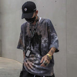 Tie Dye Print T Shirt Men Vintage Casual Cotton Tshirt Male Harajuku Streetwear Short Sleeve Shirts Hip Hop
