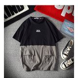 Men's Cotton Fashion T-shirt Mens Summer Patchwork Tshirts 5XL Casual T shirt With Pocket Tee Man Oversized Top & Tee Streetwear