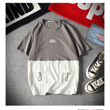 Men's Cotton Fashion T-shirt Mens Summer Patchwork Tshirts 5XL Casual T shirt With Pocket Tee Man Oversized Top & Tee Streetwear