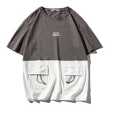 Men's Cotton Fashion T-shirt Mens Summer Patchwork Tshirts 5XL Casual T shirt With Pocket Tee Man Oversized Top & Tee Streetwear