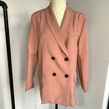 Women Blazer Suits Doule Breasted Pink Blazer High Waist Skirt Office Lady Sets