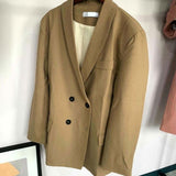 Women Blazer Suits Doule Breasted Pink Blazer High Waist Skirt Office Lady Sets