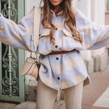Toppies vintage lattice long jacekt coat women  shirt jacket oversized plus size women jacket