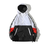 Spring Hip Hop Mens Hooded Windbreaker Jacket Patchwork Vintage Loose Track Hoodie Jacket Coats Streetwear Chaqueta hombre