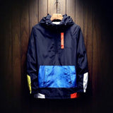 Spring Hip Hop Mens Hooded Windbreaker Jacket Patchwork Vintage Loose Track Hoodie Jacket Coats Streetwear Chaqueta hombre