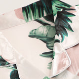 Tropical Print Satin Pajama Set Casual Sleep Wear Shorts Sets Short Sleeve Pocket Women Summer Pajama Set