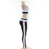 Patchwork Fitness Yoga Sportswear Set For Women Crop Top Leggings Pants Suit Gym Fitness Jogging Slim Tracksuit Outfits Clothing
