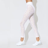 Women Leopard Lace Patchwork Yoga Fitnes Suit Sexy Sheer Mesh Long Sleeve Zipper Crop Top And Leggings Tracksuit Sports Outfits