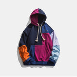 Hoodie Men Color Block Patchwork Graphic Embroidery Pullovers Soft Warm Japanese Retro Fashion Casual Couple Streetwear
