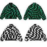 Lambswool Jacket Men Plaid Print Zipper Warm Coats Winter Soft Cozy High Street Fashion Simple Casual Oversized Outwear